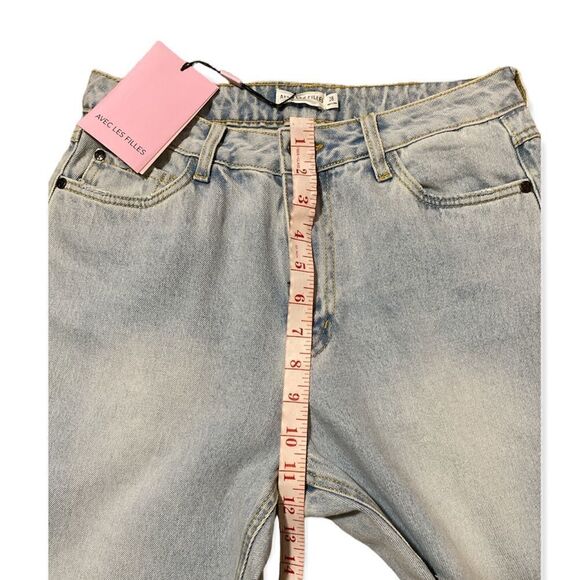 Anthropology Avec Les Filles Ripped Wide Leg Split Hem Distressed Jeans Size 28 - Picture 6 of 12